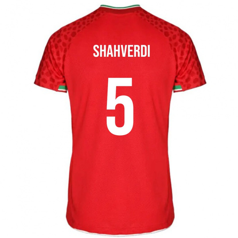 Danxen Niño Camiseta Irán Hosein Shahverdi #5 Rojo Blanco 2ª Equipación 26-28 La Camisa