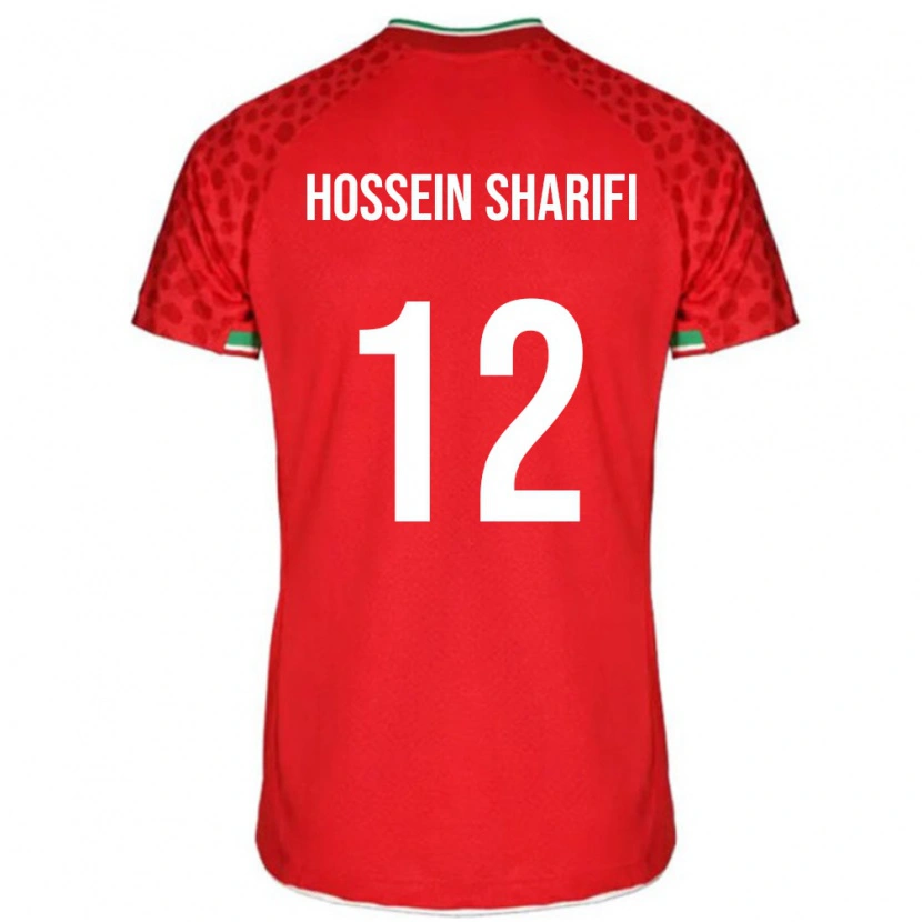 Danxen Niño Camiseta Irán Mohammad Hossein Sharifi #12 Rojo Blanco 2ª Equipación 26-28 La Camisa