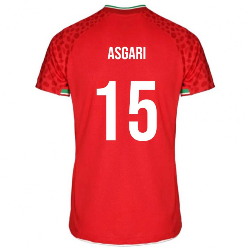 Danxen Niño Camiseta Irán Mohammad Asgari #15 Rojo Blanco 2ª Equipación 26-28 La Camisa