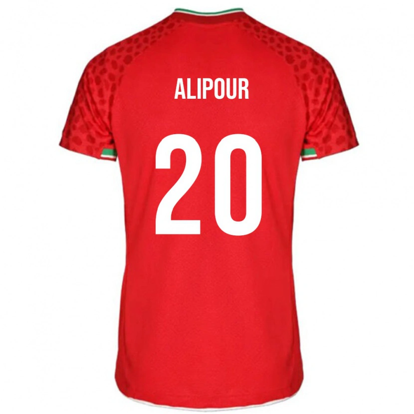 Danxen Niño Camiseta Irán Ali Alipour #20 Rojo Blanco 2ª Equipación 26-28 La Camisa