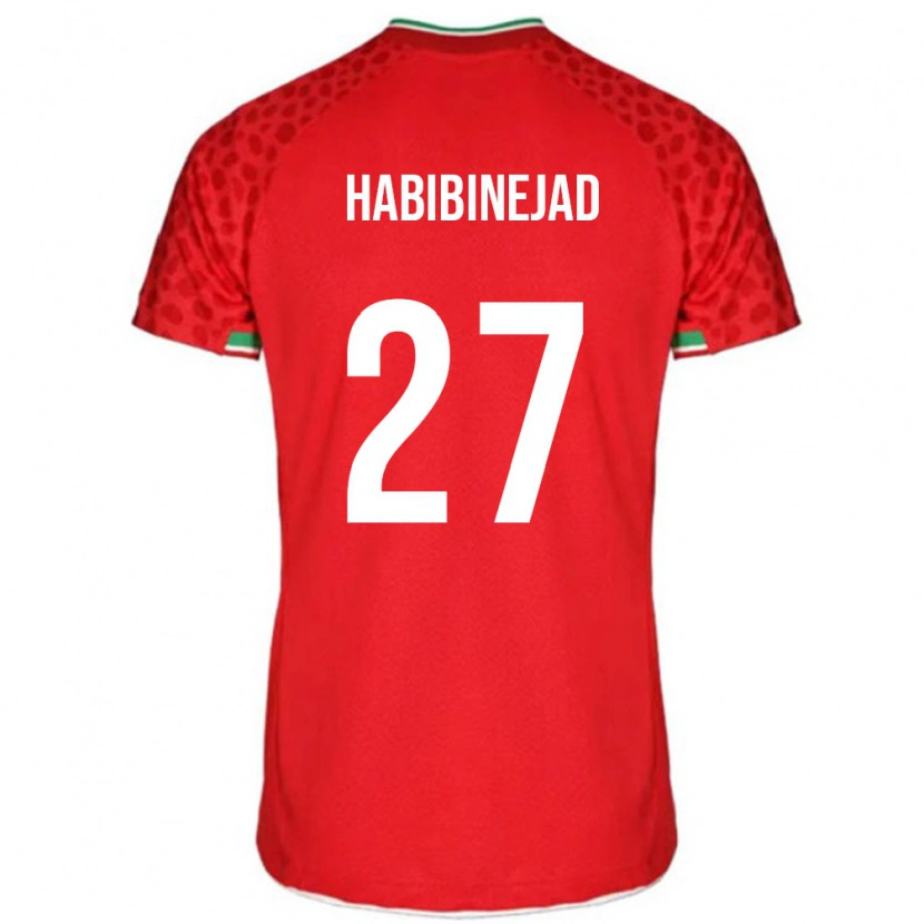 Danxen Niño Camiseta Irán Hadi Habibinejad #27 Rojo Blanco 2ª Equipación 26-28 La Camisa