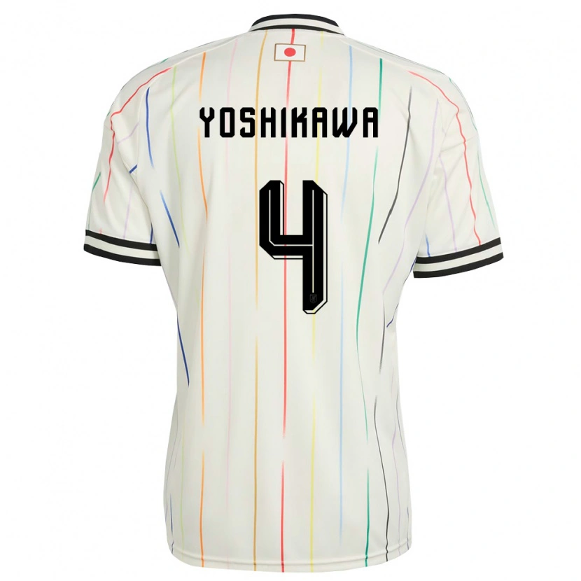 Danxen Niño Camiseta Japón Haruto Yoshikawa #4 Blanco Negro 2ª Equipación 26-28 La Camisa