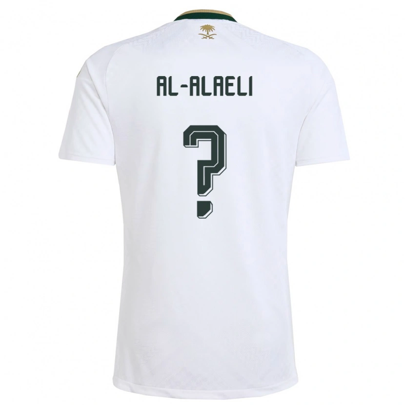 Danxen Niño Camiseta Arabia Saudita Mishal Al-Alaeli #0 Blanco Verde Oro 2ª Equipación 26-28 La Camisa