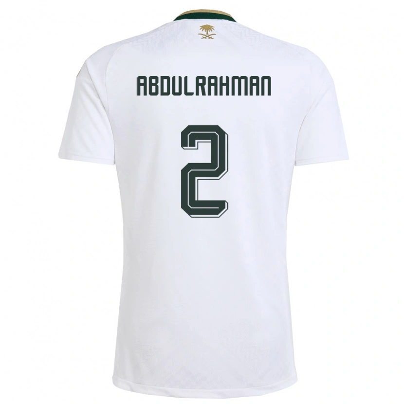 Danxen Niño Camiseta Arabia Saudita Mohammed Abdulrahman #2 Blanco Verde Oro 2ª Equipación 26-28 La Camisa