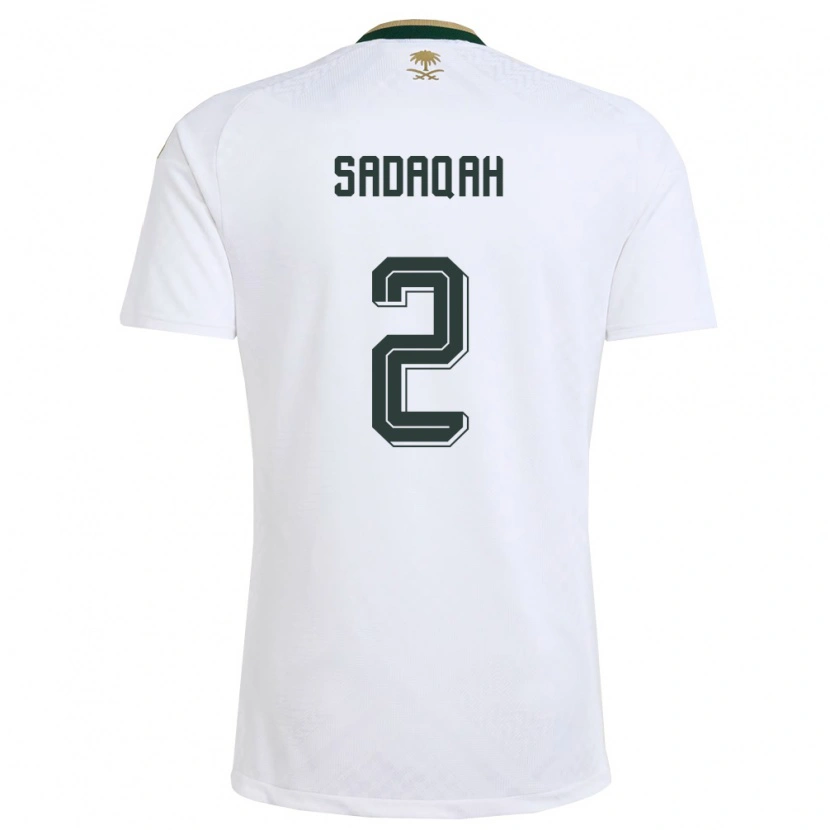 Danxen Niño Camiseta Arabia Saudita Bayan Sadaqah #2 Blanco Verde Oro 2ª Equipación 26-28 La Camisa