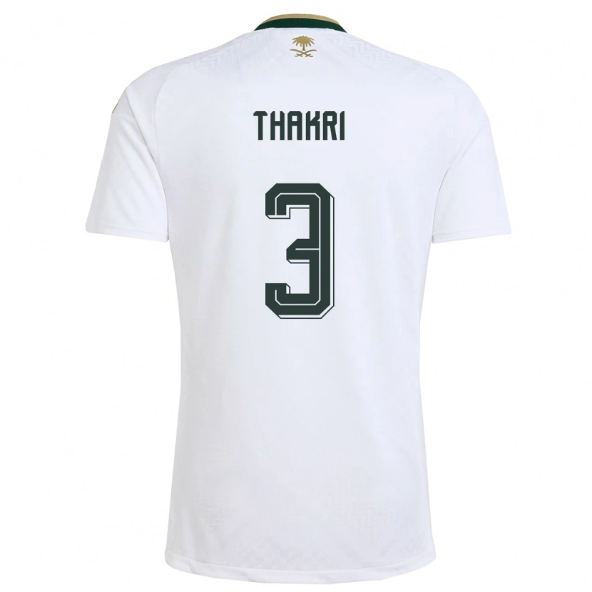Danxen Niño Camiseta Arabia Saudita Jehad Thakri #3 Blanco Verde Oro 2ª Equipación 26-28 La Camisa