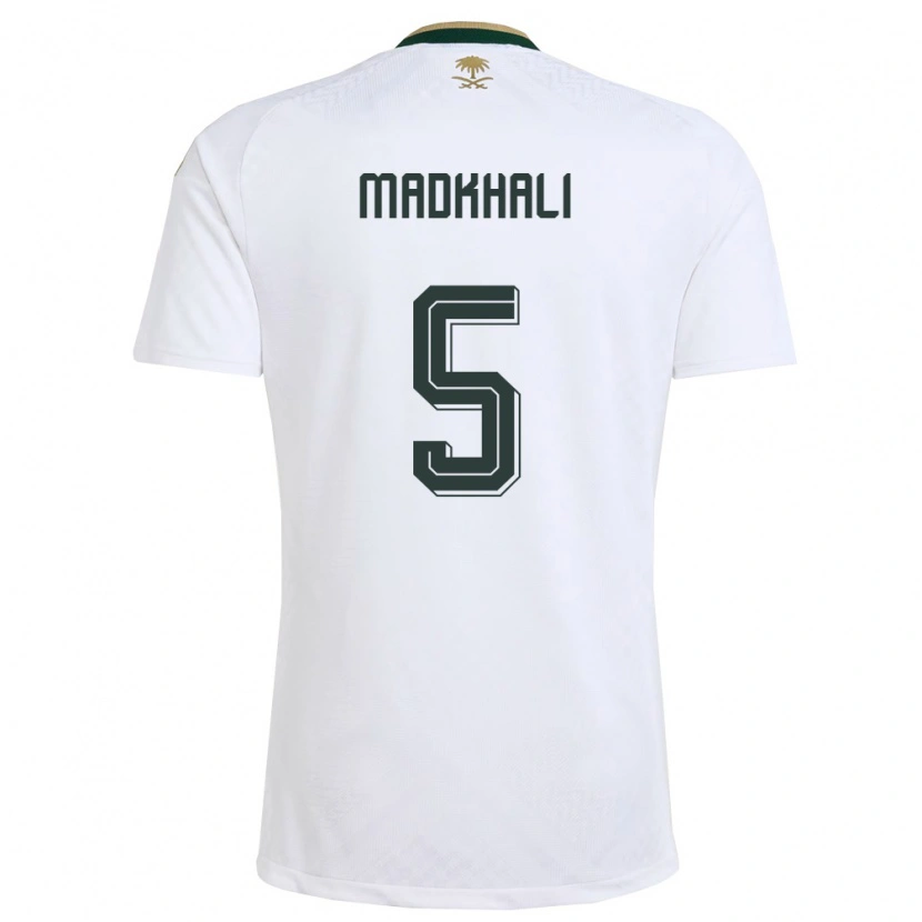 Danxen Niño Camiseta Arabia Saudita Mohammed Madkhali #5 Blanco Verde Oro 2ª Equipación 26-28 La Camisa