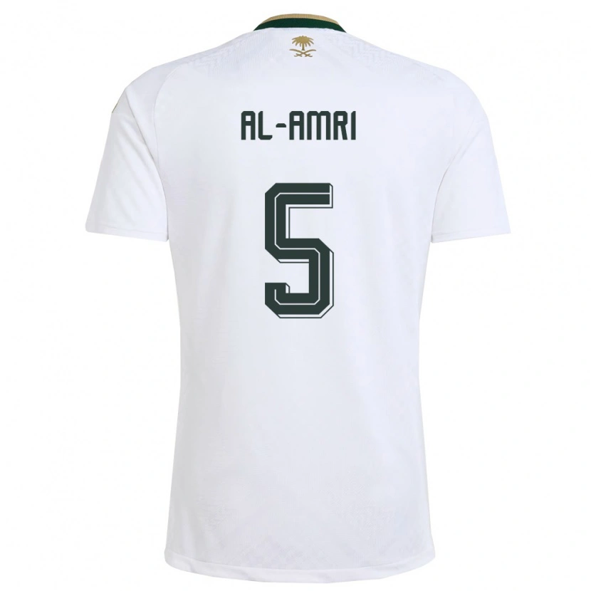 Danxen Niño Camiseta Arabia Saudita Husam Al-Amri #5 Blanco Verde Oro 2ª Equipación 26-28 La Camisa