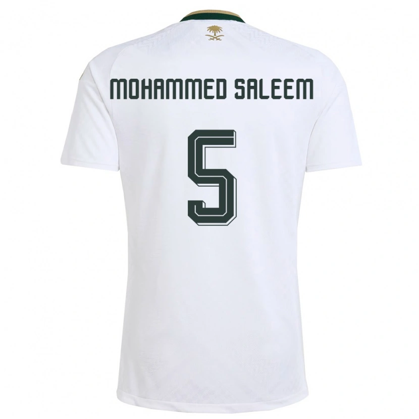 Danxen Niño Camiseta Arabia Saudita Moayad Mohammed Saleem #5 Blanco Verde Oro 2ª Equipación 26-28 La Camisa