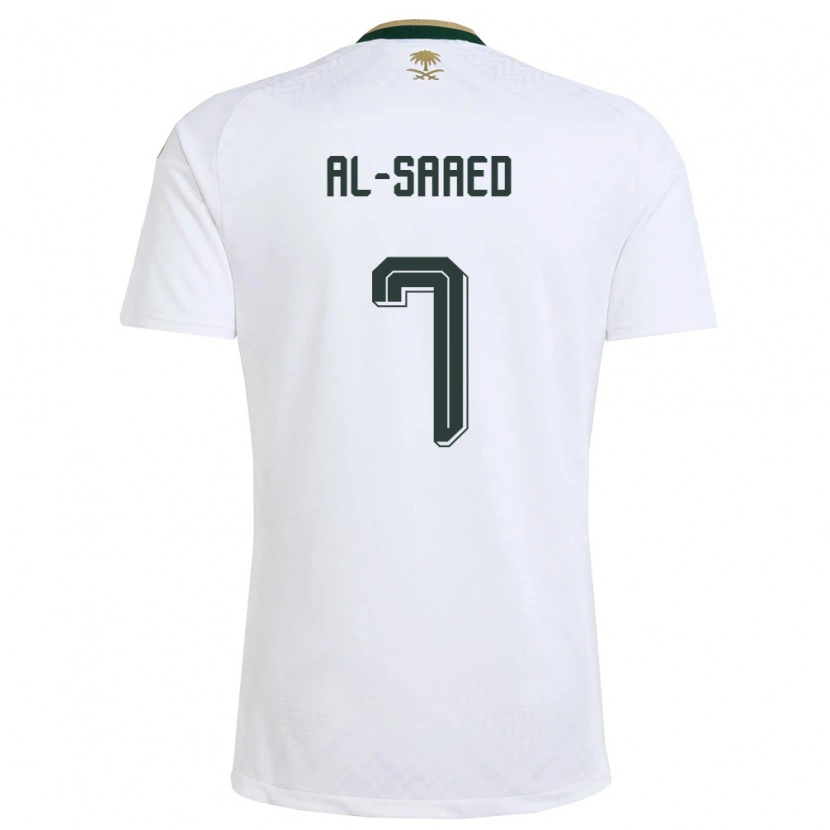 Danxen Niño Camiseta Arabia Saudita Turki Al-Saeed #7 Blanco Verde Oro 2ª Equipación 26-28 La Camisa