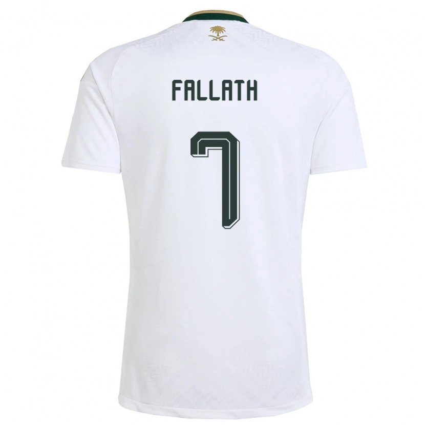 Danxen Niño Camiseta Arabia Saudita Fahad Fallath #7 Blanco Verde Oro 2ª Equipación 26-28 La Camisa