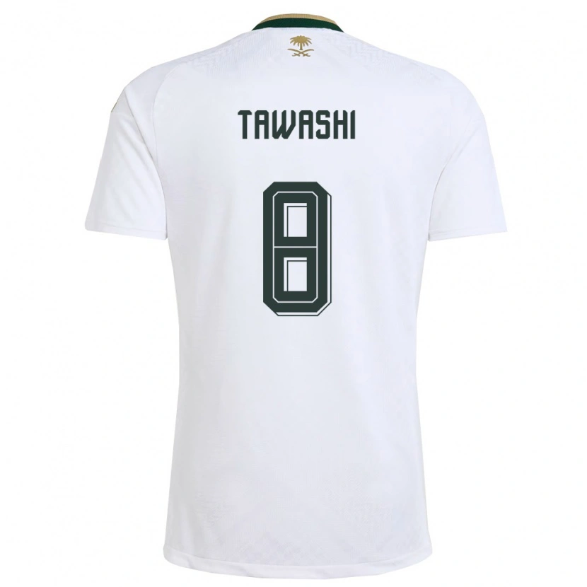 Danxen Niño Camiseta Arabia Saudita Maher Tawashi #8 Blanco Verde Oro 2ª Equipación 26-28 La Camisa