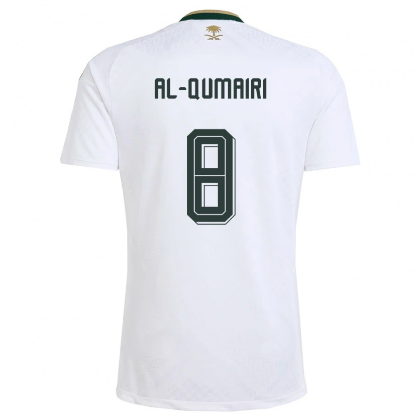 Danxen Niño Camiseta Arabia Saudita Nawaf Al Qumairi #8 Blanco Verde Oro 2ª Equipación 26-28 La Camisa