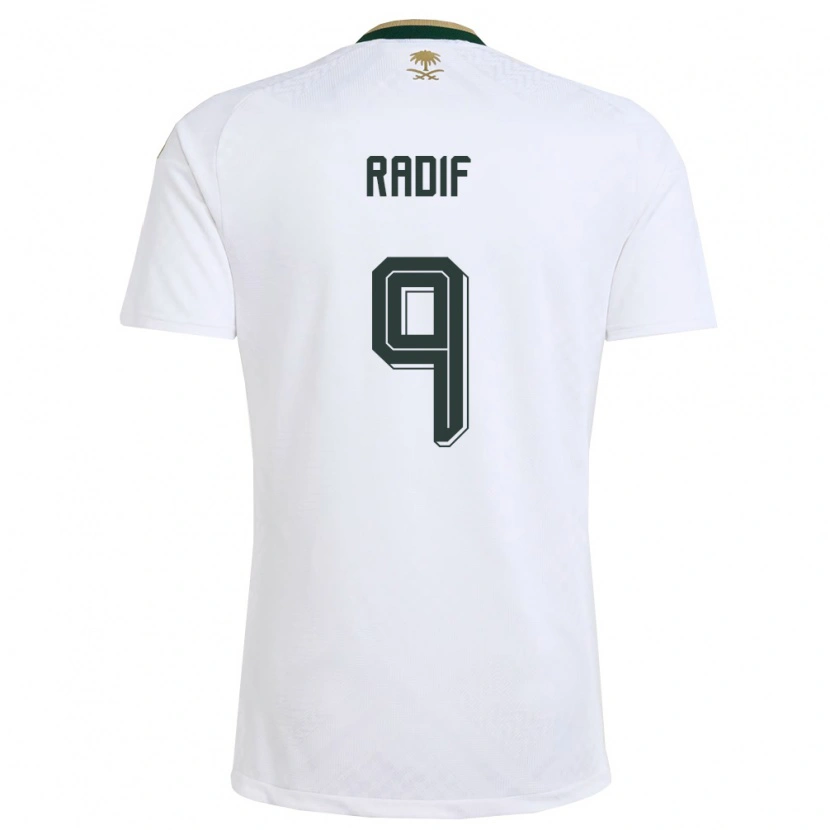 Danxen Niño Camiseta Arabia Saudita Abdullah Radif #9 Blanco Verde Oro 2ª Equipación 26-28 La Camisa