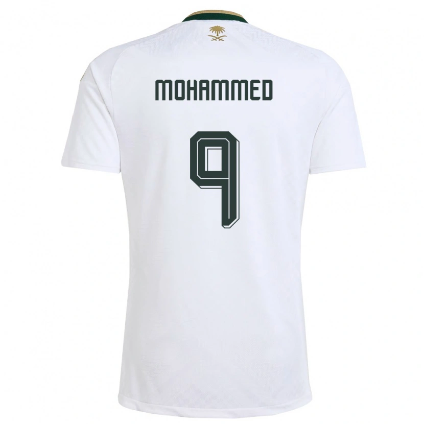Danxen Niño Camiseta Arabia Saudita Hamed Mohammed #9 Blanco Verde Oro 2ª Equipación 26-28 La Camisa