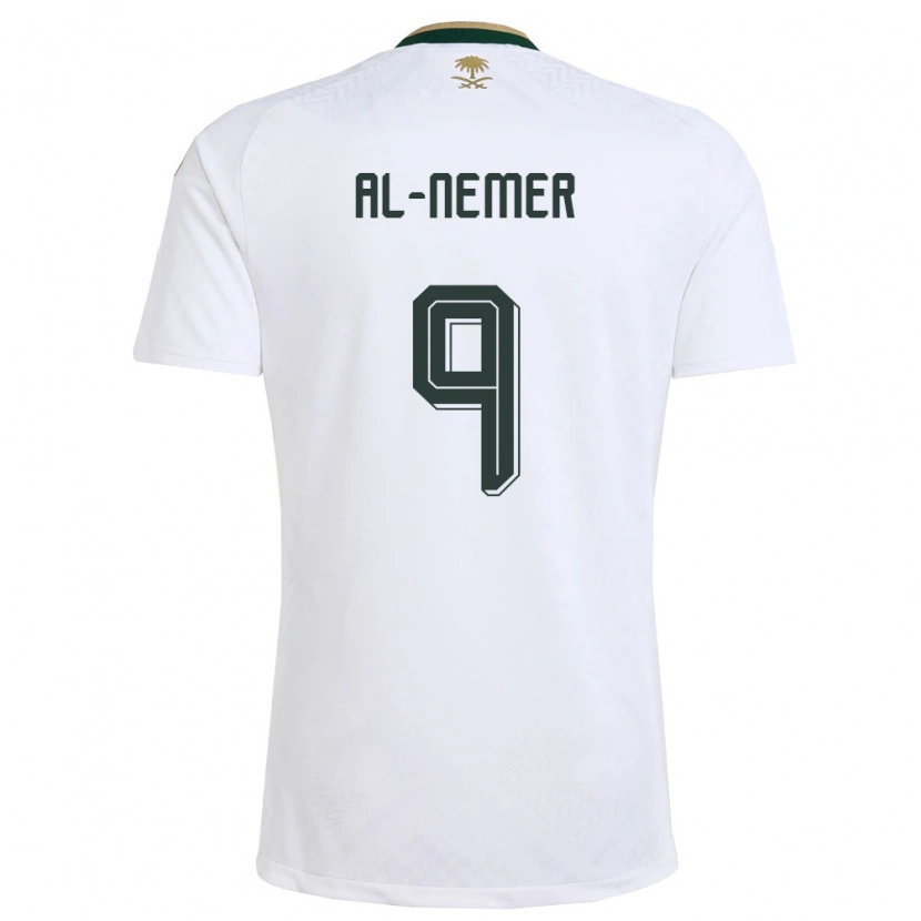 Danxen Niño Camiseta Arabia Saudita Meshari Al-Nemer #9 Blanco Verde Oro 2ª Equipación 26-28 La Camisa