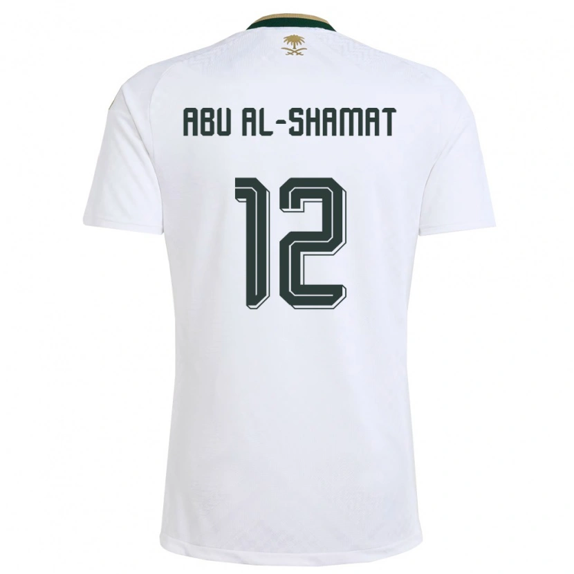 Danxen Niño Camiseta Arabia Saudita Mohammed Abu Al-Shamat #12 Blanco Verde Oro 2ª Equipación 26-28 La Camisa