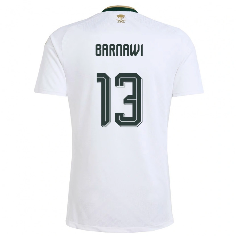 Danxen Niño Camiseta Arabia Saudita Abdulsalam Barnawi #13 Blanco Verde Oro 2ª Equipación 26-28 La Camisa