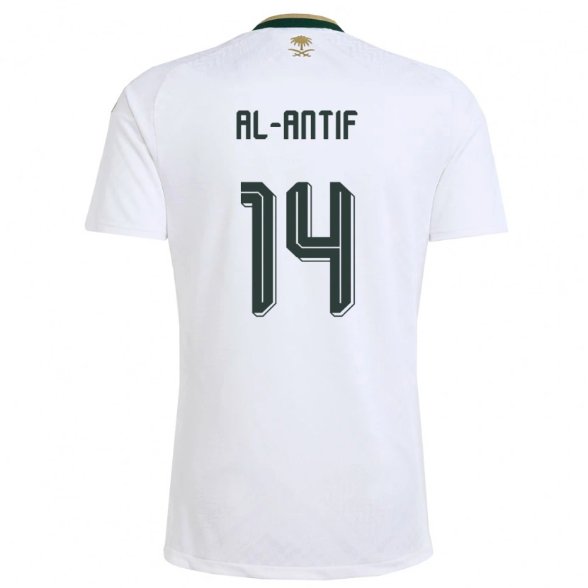 Danxen Niño Camiseta Arabia Saudita Habeeb Al-Antif #14 Blanco Verde Oro 2ª Equipación 26-28 La Camisa