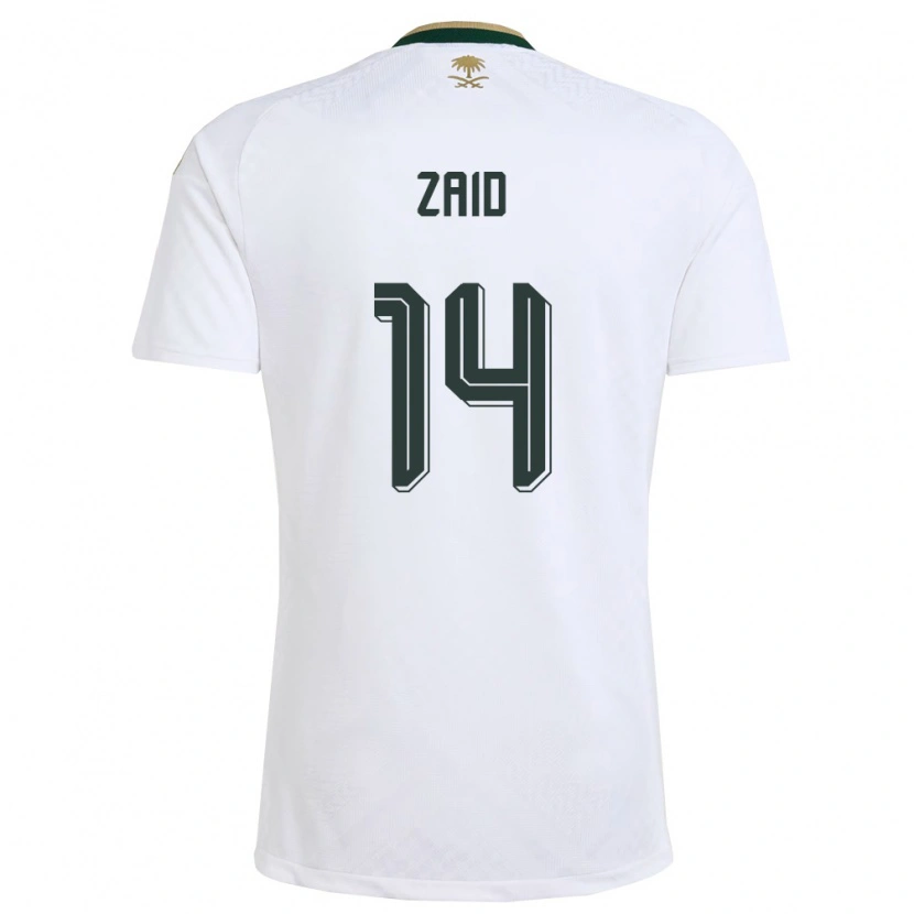Danxen Niño Camiseta Arabia Saudita Abdullah Zaid #14 Blanco Verde Oro 2ª Equipación 26-28 La Camisa