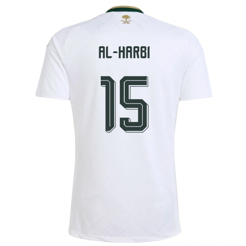 Danxen Niño Camiseta Arabia Saudita Mashael Al Harbi #15 Blanco Verde Oro 2ª Equipación 26-28 La Camisa