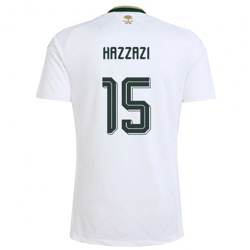 Danxen Niño Camiseta Arabia Saudita Mohammed Hazzazi #15 Blanco Verde Oro 2ª Equipación 26-28 La Camisa