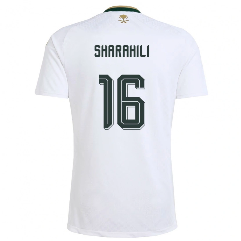 Danxen Niño Camiseta Arabia Saudita Khalid Mashhour Sharahili #16 Blanco Verde Oro 2ª Equipación 26-28 La Camisa