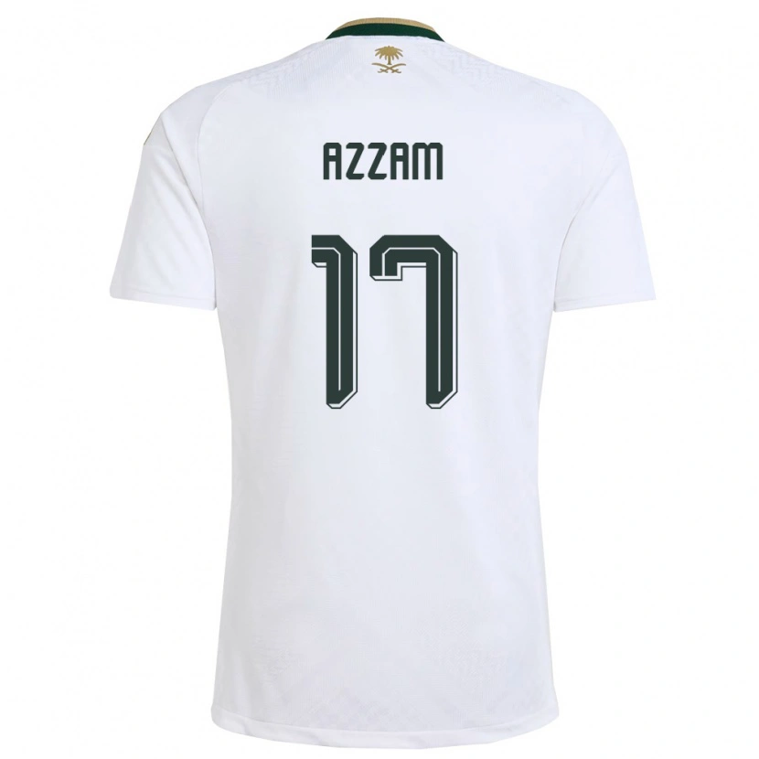 Danxen Niño Camiseta Arabia Saudita Ibrahim Azzam #17 Blanco Verde Oro 2ª Equipación 26-28 La Camisa