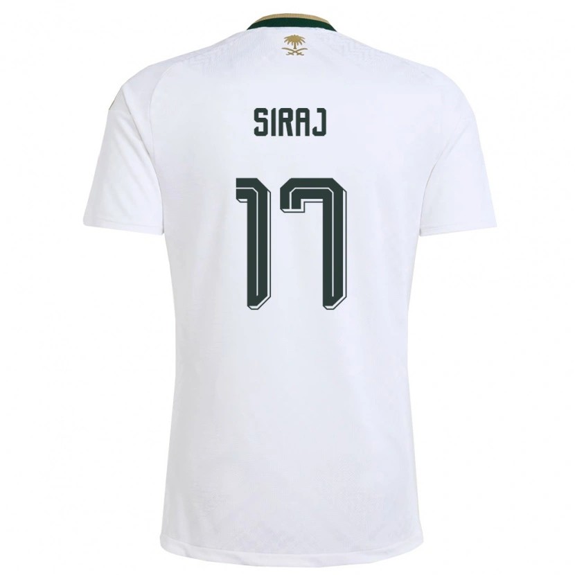 Danxen Niño Camiseta Arabia Saudita Tameem Siraj #17 Blanco Verde Oro 2ª Equipación 26-28 La Camisa