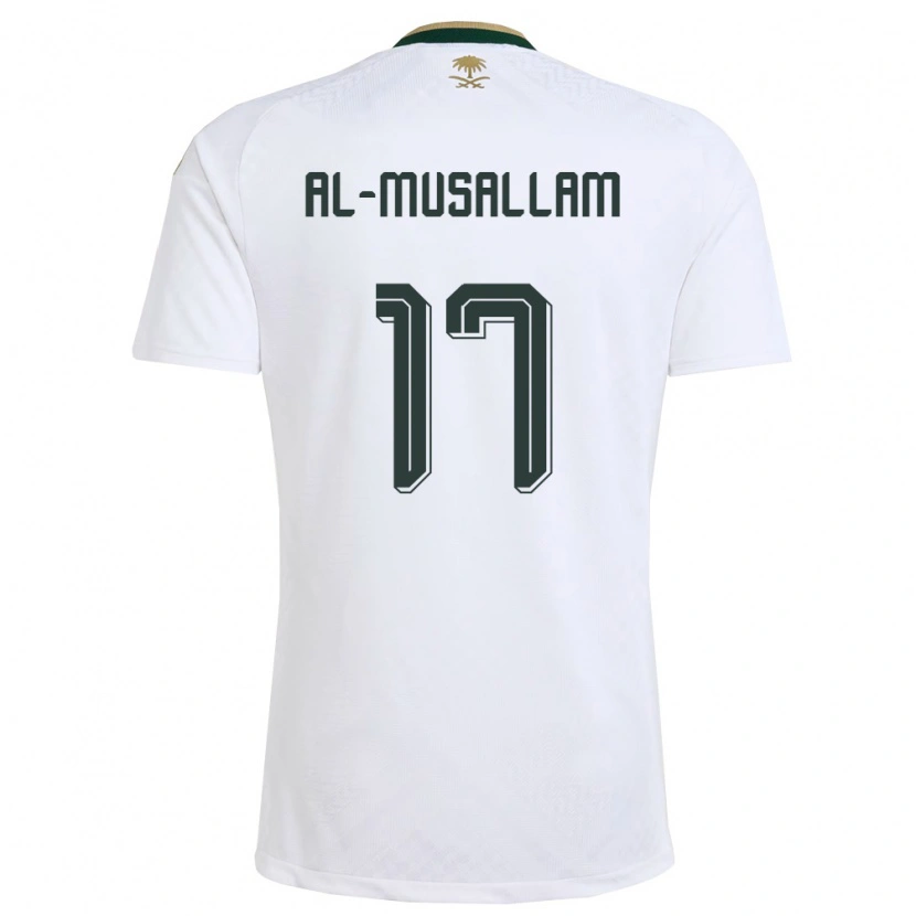 Danxen Niño Camiseta Arabia Saudita Hassan Al-Musallam #17 Blanco Verde Oro 2ª Equipación 26-28 La Camisa