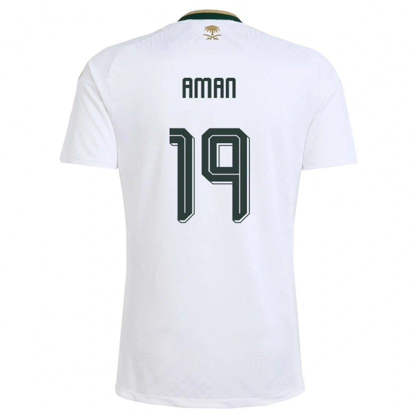 Danxen Niño Camiseta Arabia Saudita Awad Aman #19 Blanco Verde Oro 2ª Equipación 26-28 La Camisa