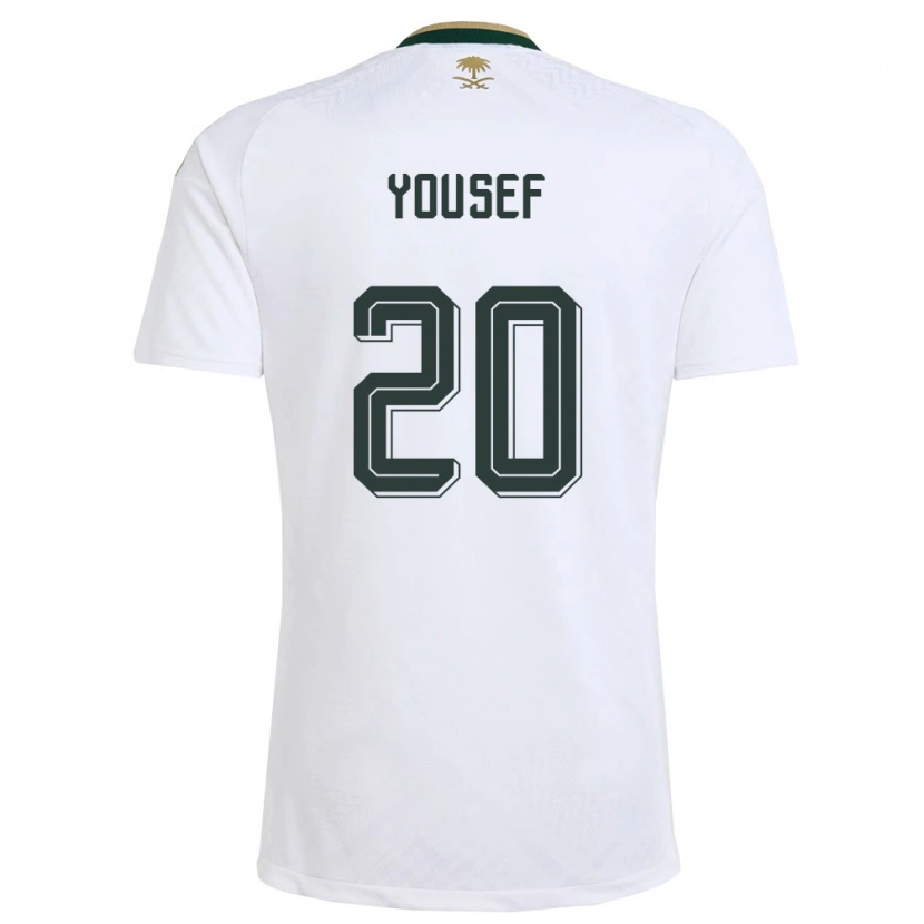 Danxen Niño Camiseta Arabia Saudita Fares Yousef #20 Blanco Verde Oro 2ª Equipación 26-28 La Camisa