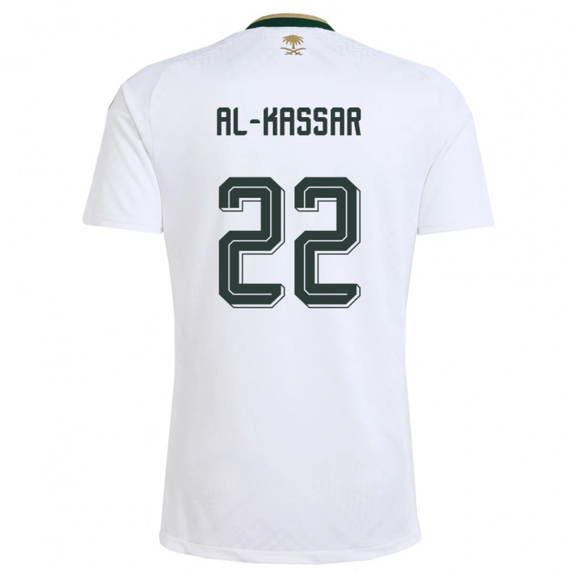 Danxen Niño Camiseta Arabia Saudita Ahmed Al-Kassar #22 Blanco Verde Oro 2ª Equipación 26-28 La Camisa