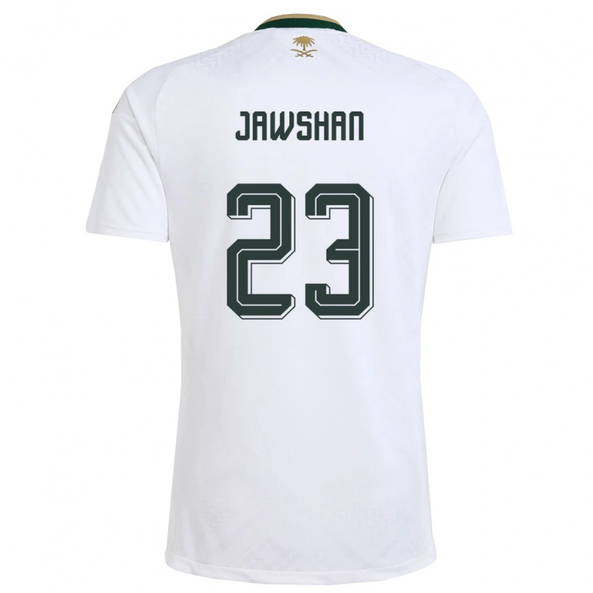 Danxen Niño Camiseta Arabia Saudita Yazeed Jawshan #23 Blanco Verde Oro 2ª Equipación 26-28 La Camisa