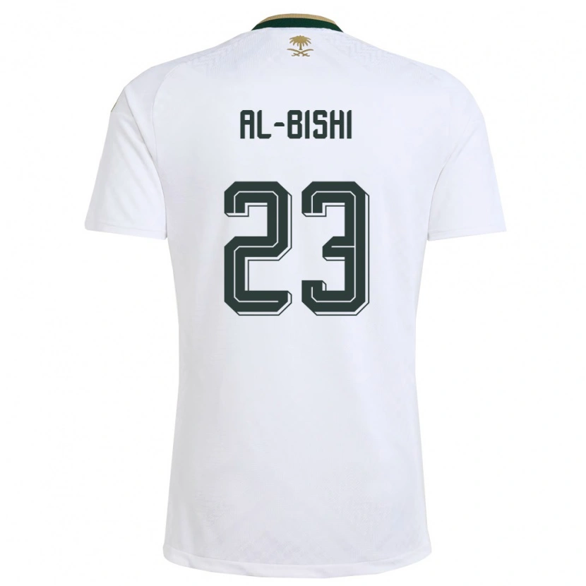 Danxen Niño Camiseta Arabia Saudita Abdullah Al-Bishi #23 Blanco Verde Oro 2ª Equipación 26-28 La Camisa