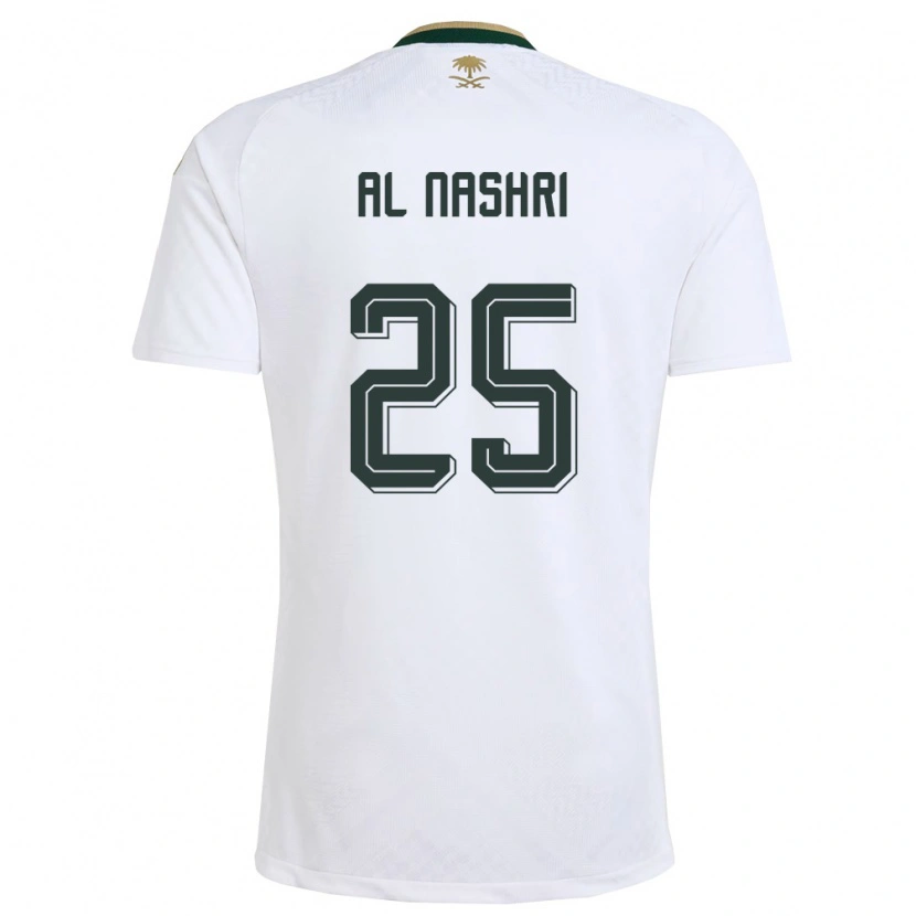 Danxen Niño Camiseta Arabia Saudita Awad Al Nashri #25 Blanco Verde Oro 2ª Equipación 26-28 La Camisa