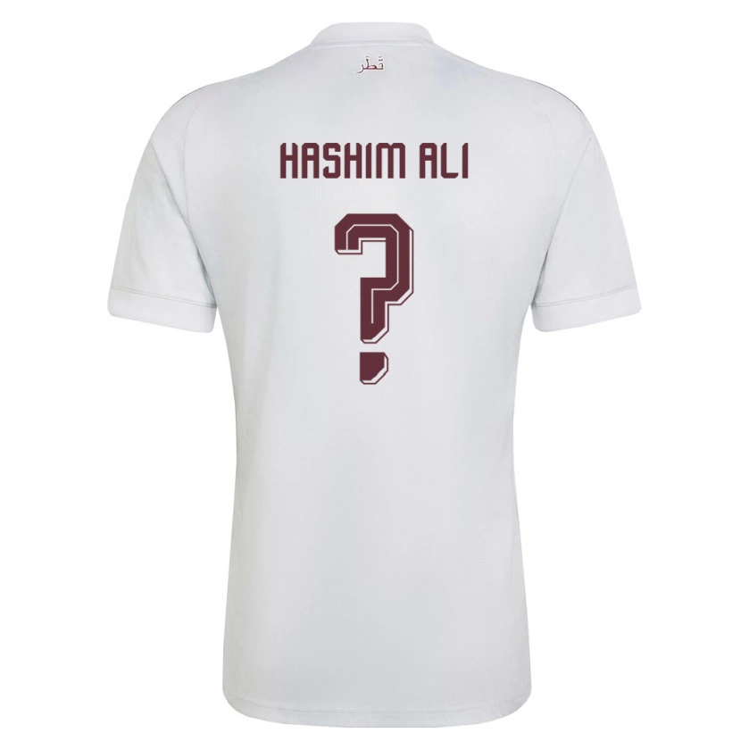 Danxen Niño Camiseta Catar Hashim Ali #0 Blanco Borgoña 2ª Equipación 26-28 La Camisa