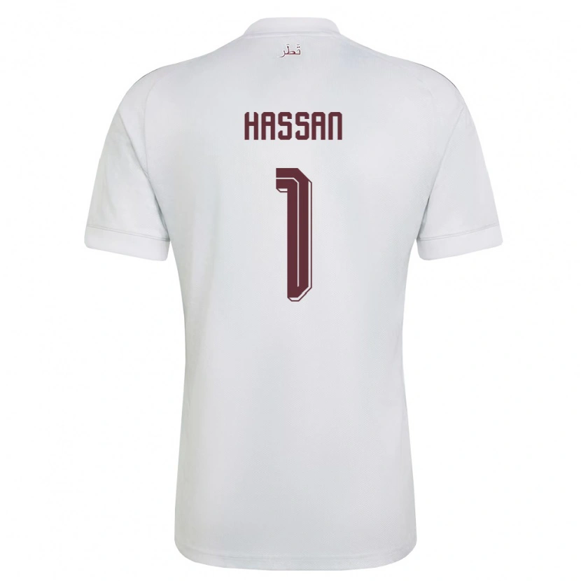 Danxen Niño Camiseta Catar Amir Hassan #1 Blanco Borgoña 2ª Equipación 26-28 La Camisa