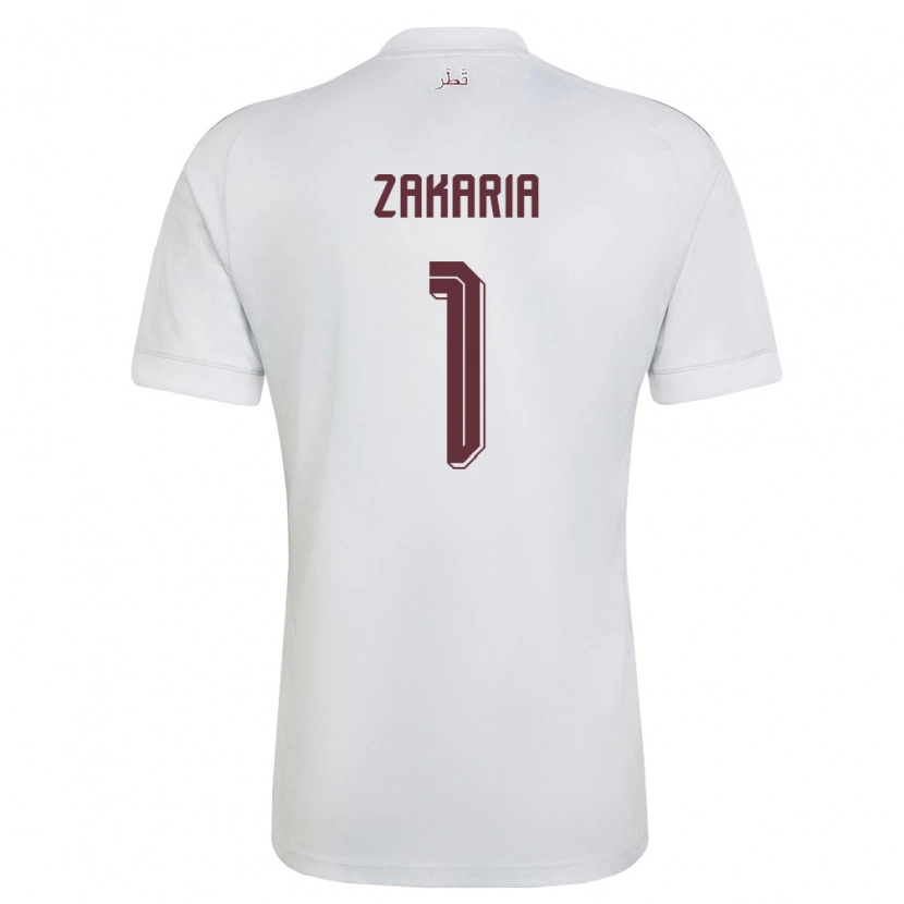 Danxen Niño Camiseta Catar Salah Zakaria #1 Blanco Borgoña 2ª Equipación 26-28 La Camisa