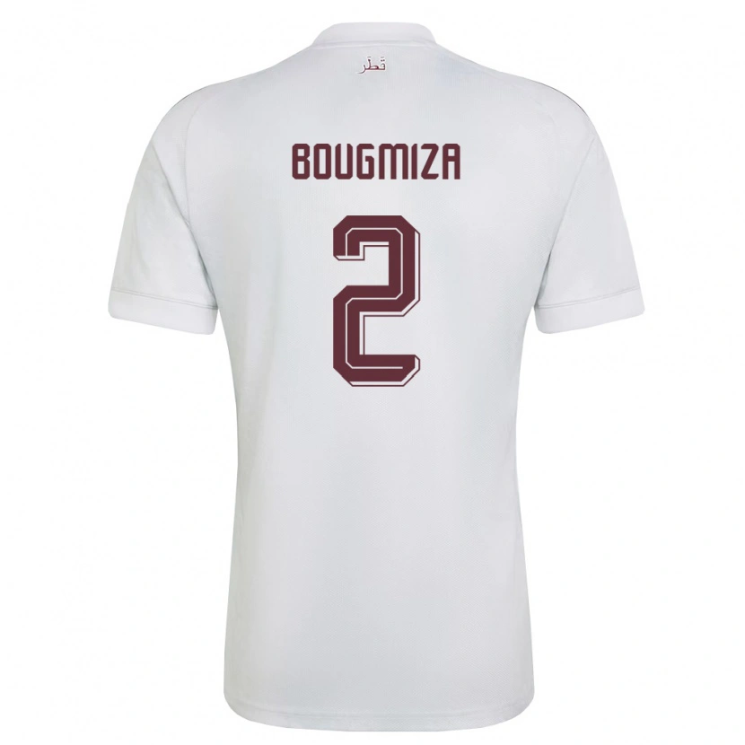 Danxen Niño Camiseta Catar Rami Bougmiza #2 Blanco Borgoña 2ª Equipación 26-28 La Camisa