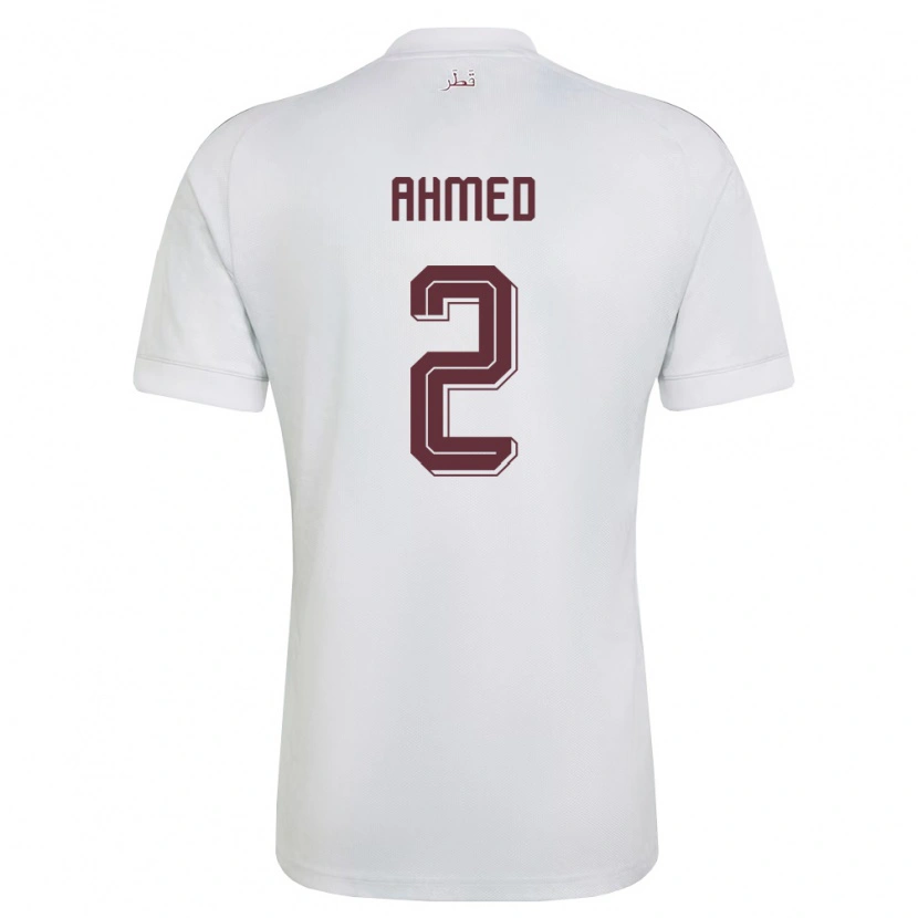 Danxen Niño Camiseta Catar Hazem Ahmed #2 Blanco Borgoña 2ª Equipación 26-28 La Camisa