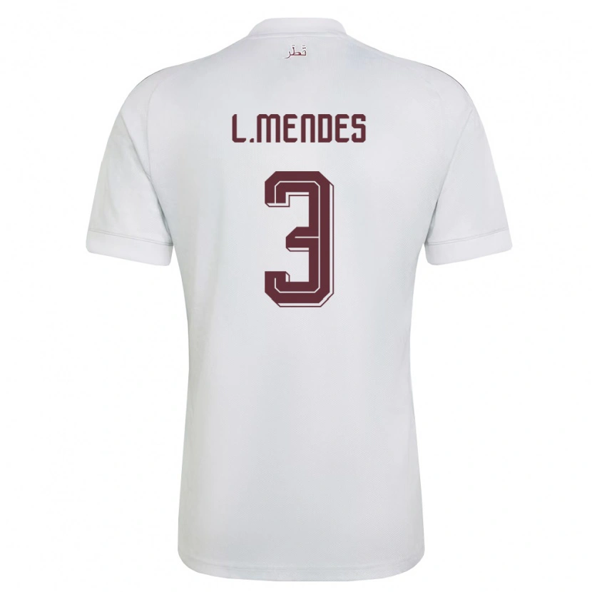 Danxen Niño Camiseta Catar Lucas Mendes #3 Blanco Borgoña 2ª Equipación 26-28 La Camisa