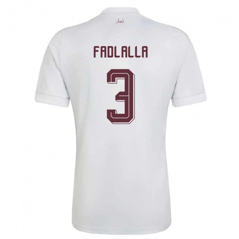 Danxen Niño Camiseta Catar Saifeldeen Fadlalla #3 Blanco Borgoña 2ª Equipación 26-28 La Camisa