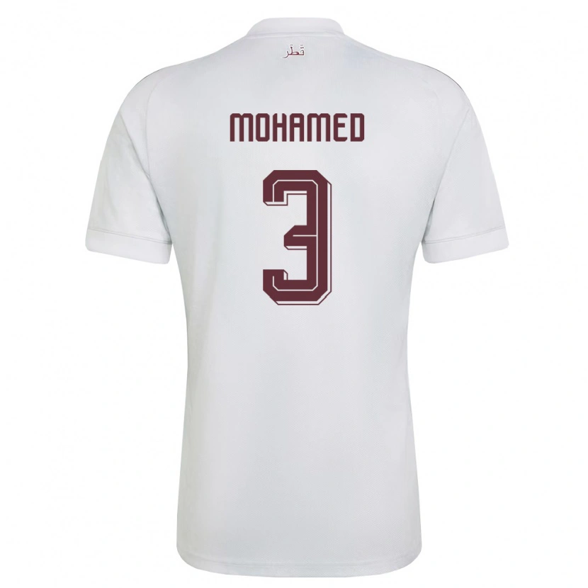 Danxen Niño Camiseta Catar Motaman Mohamed #3 Blanco Borgoña 2ª Equipación 26-28 La Camisa