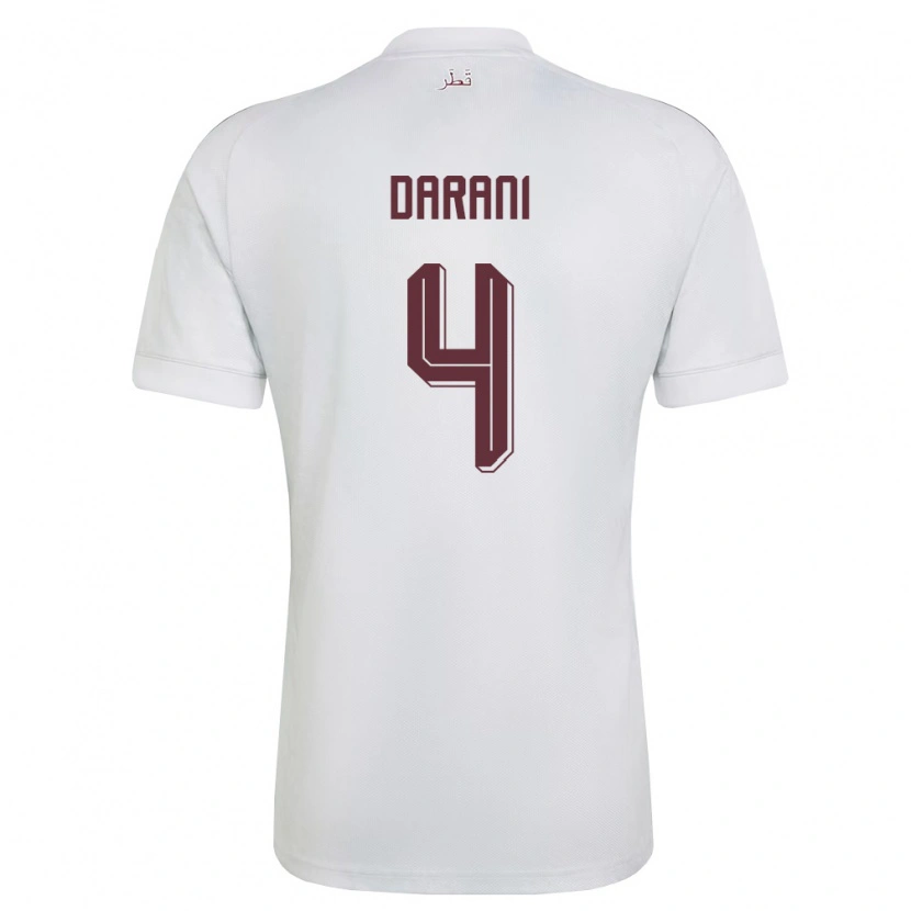 Danxen Niño Camiseta Catar Sami Darani #4 Blanco Borgoña 2ª Equipación 26-28 La Camisa