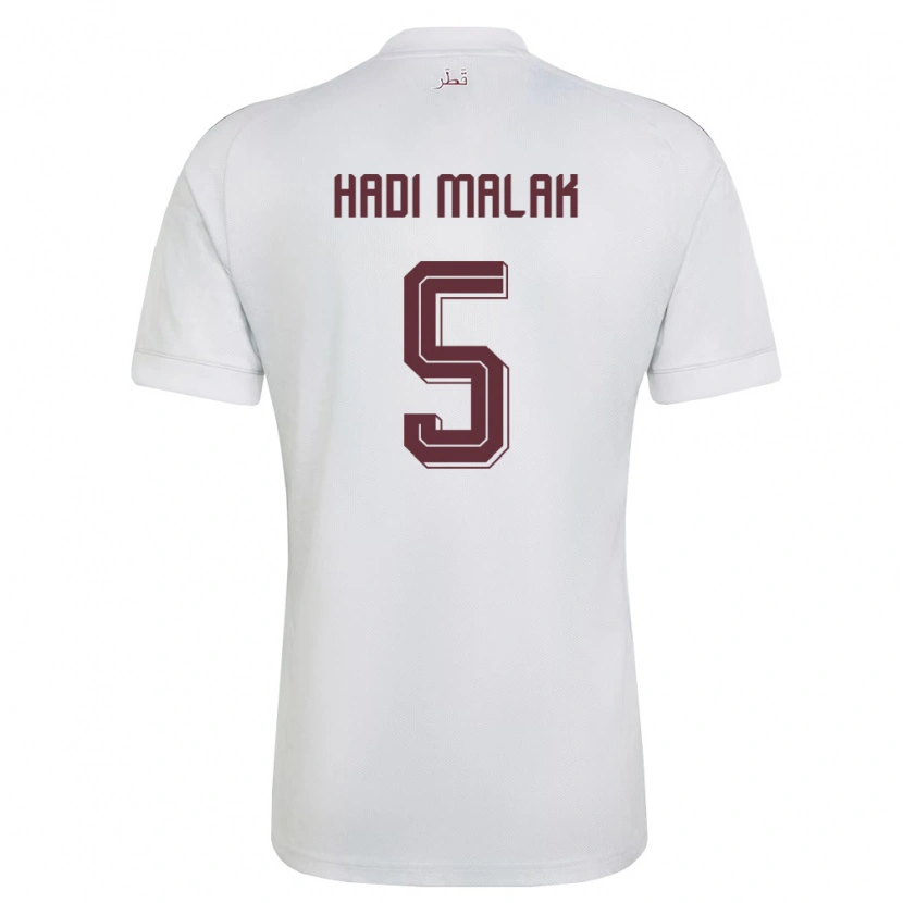 Danxen Niño Camiseta Catar Karam Malak #5 Blanco Borgoña 2ª Equipación 26-28 La Camisa
