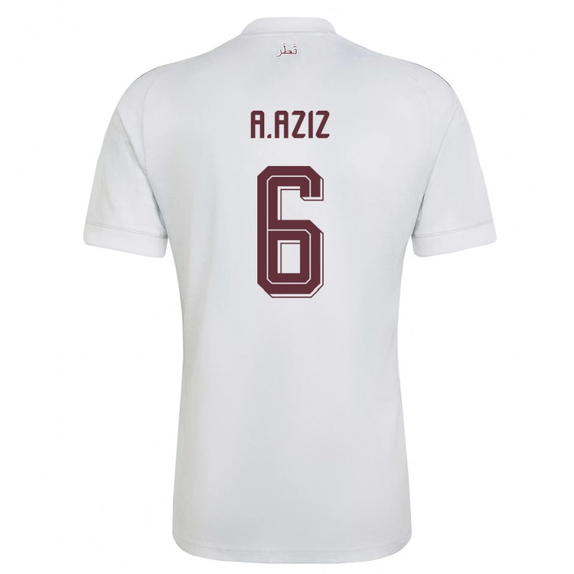 Danxen Niño Camiseta Catar Abdulaziz Hatim #6 Blanco Borgoña 2ª Equipación 26-28 La Camisa
