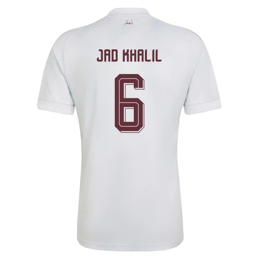 Danxen Niño Camiseta Catar Hadi Jad Khalil #6 Blanco Borgoña 2ª Equipación 26-28 La Camisa