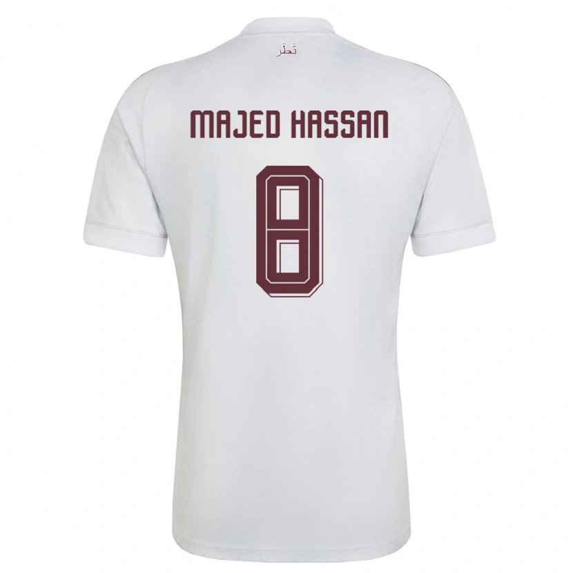 Danxen Niño Camiseta Catar Malik Hassan #8 Blanco Borgoña 2ª Equipación 26-28 La Camisa