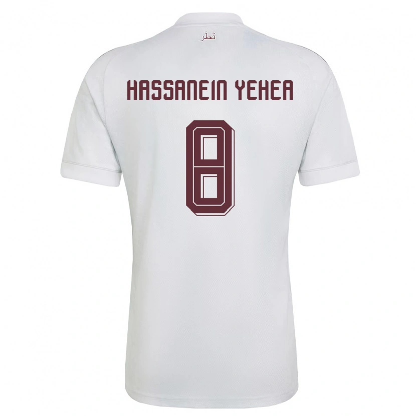Danxen Niño Camiseta Catar Mohamed Hassanein Yehea #8 Blanco Borgoña 2ª Equipación 26-28 La Camisa
